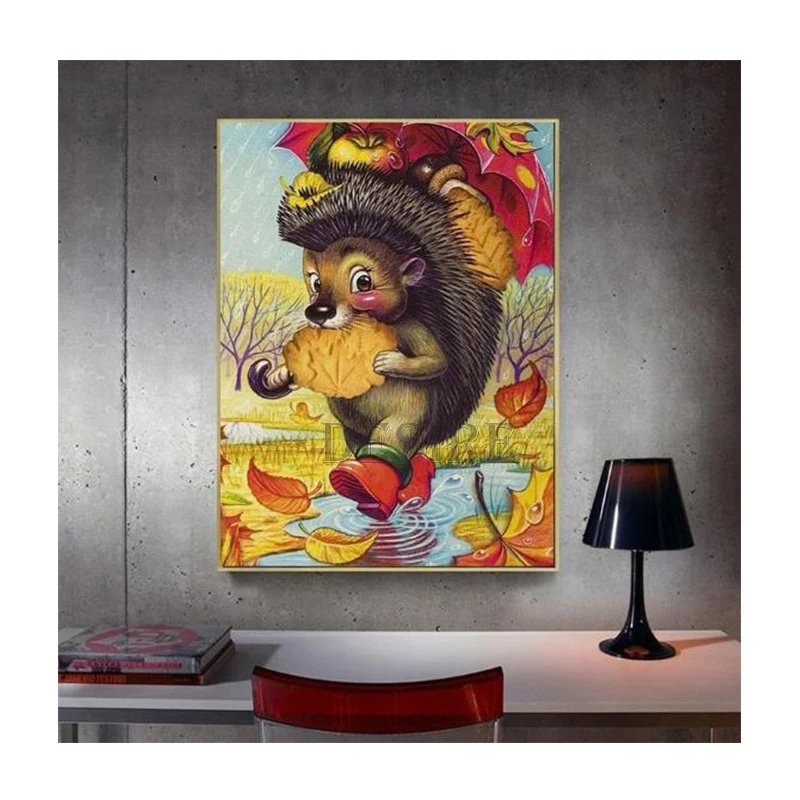 

Desire Diamond Painting Cross Stitch Cartoon Hedgehog 5D DIY Diamond Embroidery Needlework Full Square Mosaic Home Decor PT2657