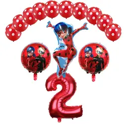 14 шт./лот чудесный шарик в форме божьей коровки 32 "номер набор «С Днем Рождения» вечерние украшения мультфильм точка воздушный шар латекса