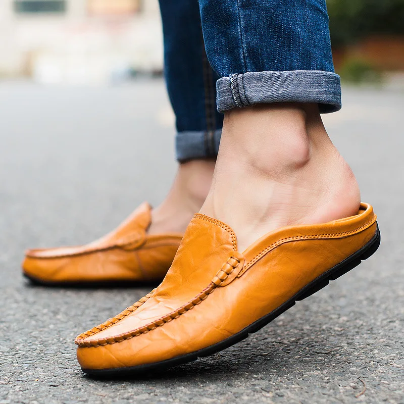 

Men Shoes Genuine Leather Shoes Comfortable Men Casual Shoes Moccasin Men Loafers Footwear Slip On Men Flat Boat Plus Size 46