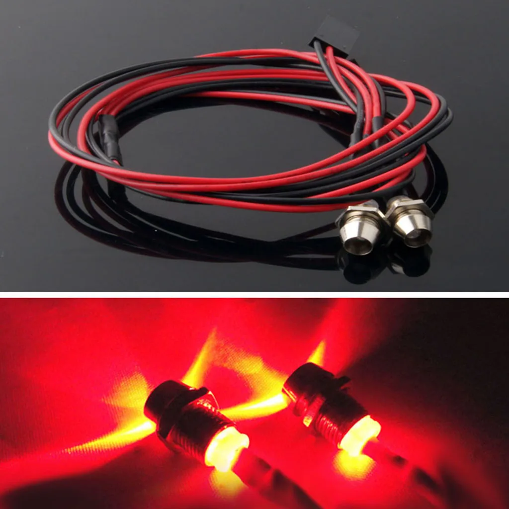 

RC Model Car Truck 2 LEDs Headlight Taillight 3-7V RC Car Lights For 1/5 1/8 1/10 1/12 1/16 RC 5mm LED Light Kit -Red