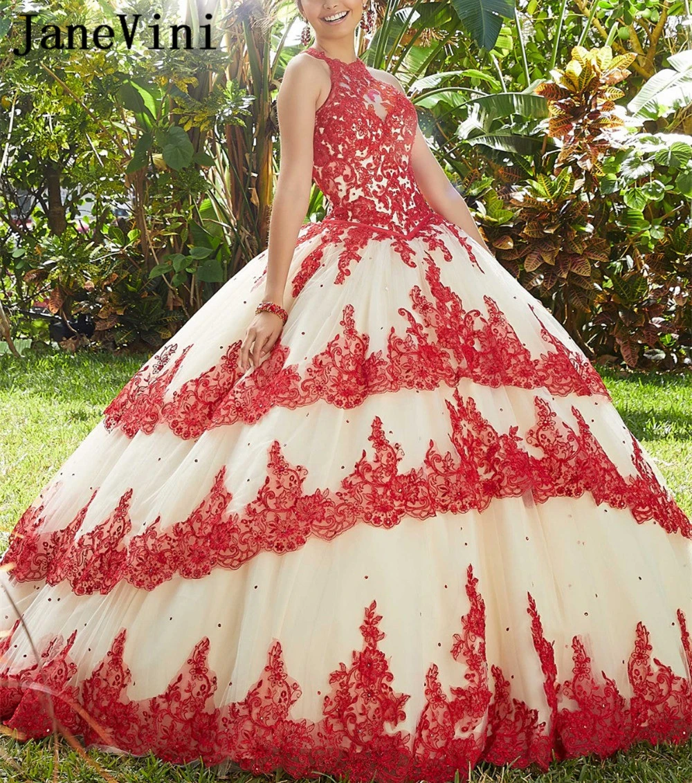 Glamorous-Appliques-Sweet-16-Dress-Beaded-Ball-Gown-Quinceanera-Dress-2019-Halter-Neck-Lace-Up-Debutante_副本