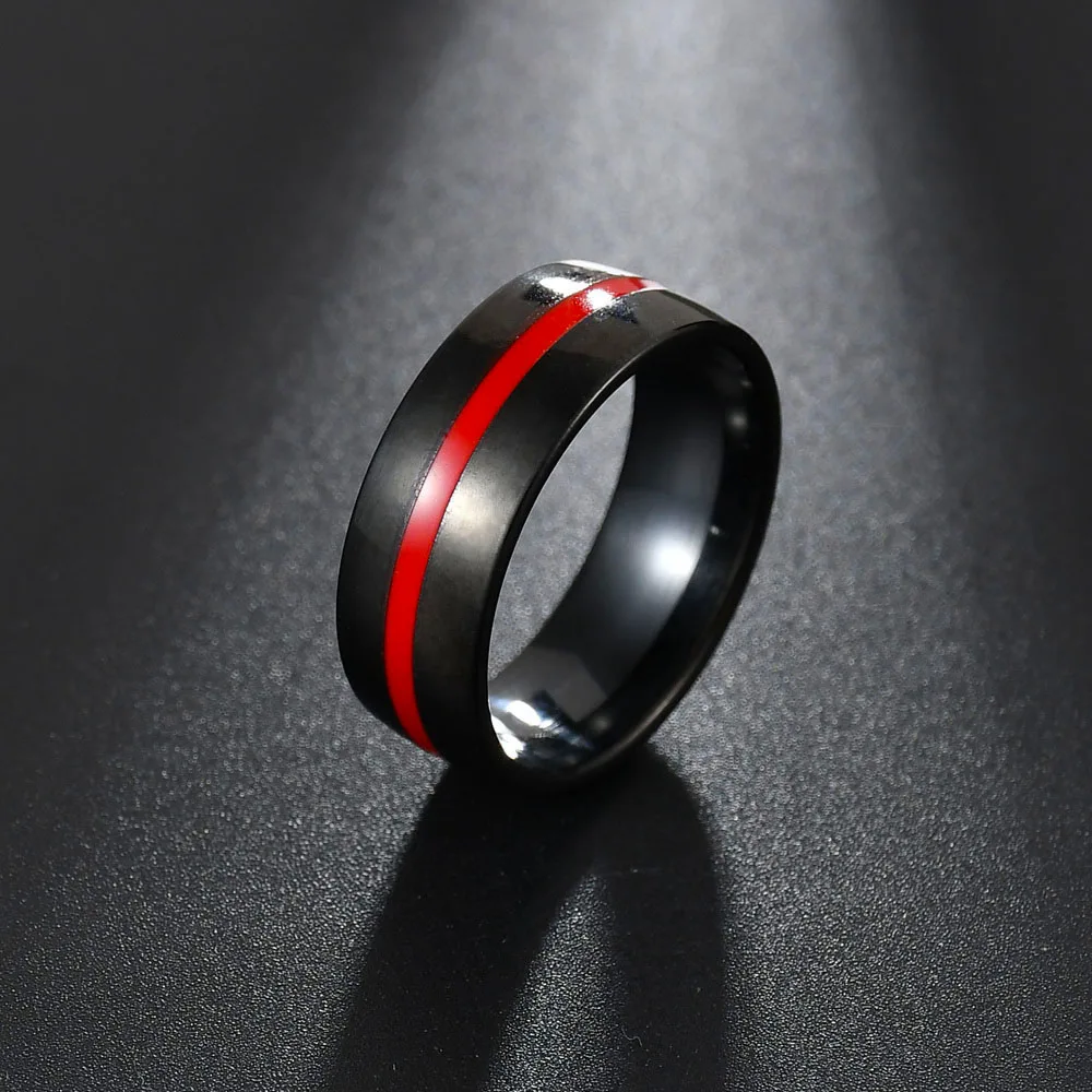 MeMolissa мужское кольцо пожарного из нержавеющей стали, тонкое кольцо с голубой линией, высокое качество, кольца с красной линией, Прямая поставка