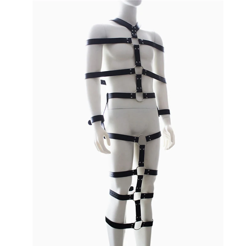 whole body leather harness bondage belt bdsm fetish slave cosplay neck hand arm leg restraints cuffs sex products erotic toys high quality leather bondage harness auxiliary sex opne leg slave fetish bdsm bondage restraints bed erotic sex toys for women