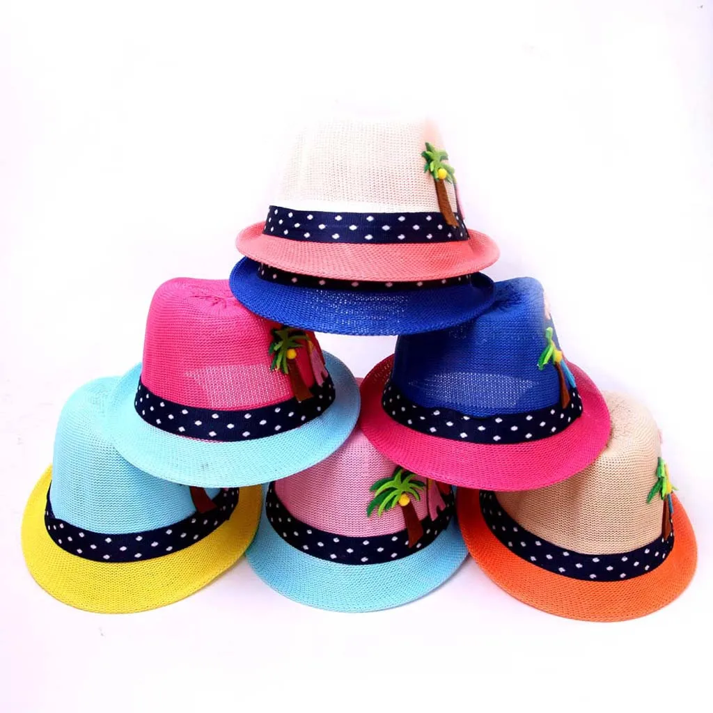 Summer Baby Cartoon Breathable Hat Straw Hat Kids Hat Boy Girls Sun Hat Cap 2-6Y