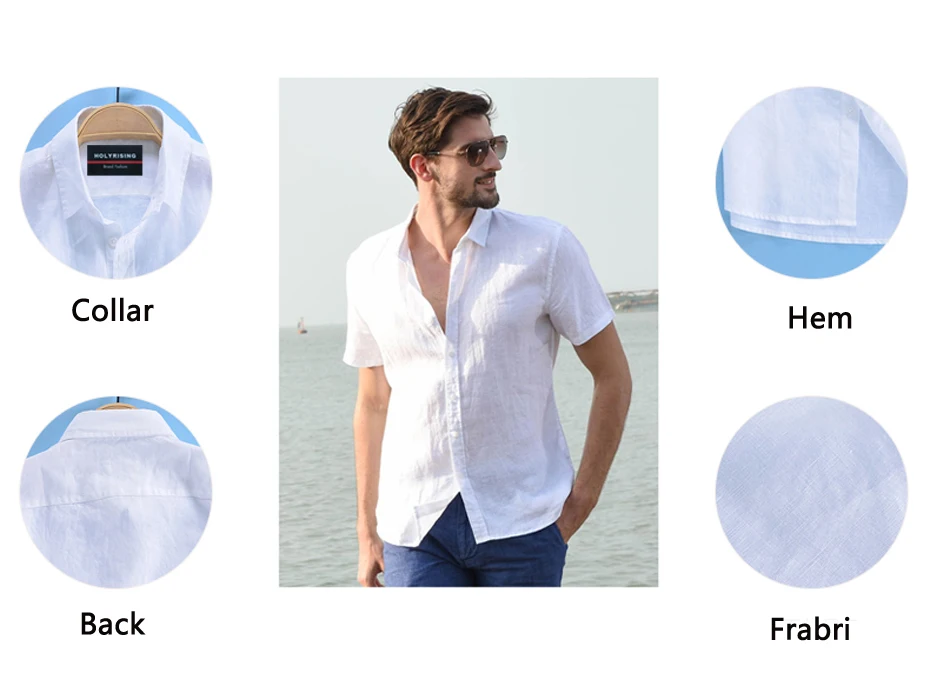 Holyrising Camisa Social Masculina мужские рубашки 100% льняная рубашка тонкое Повседневное платье с квадратным вырезом рубашки удобный топ 18346-5