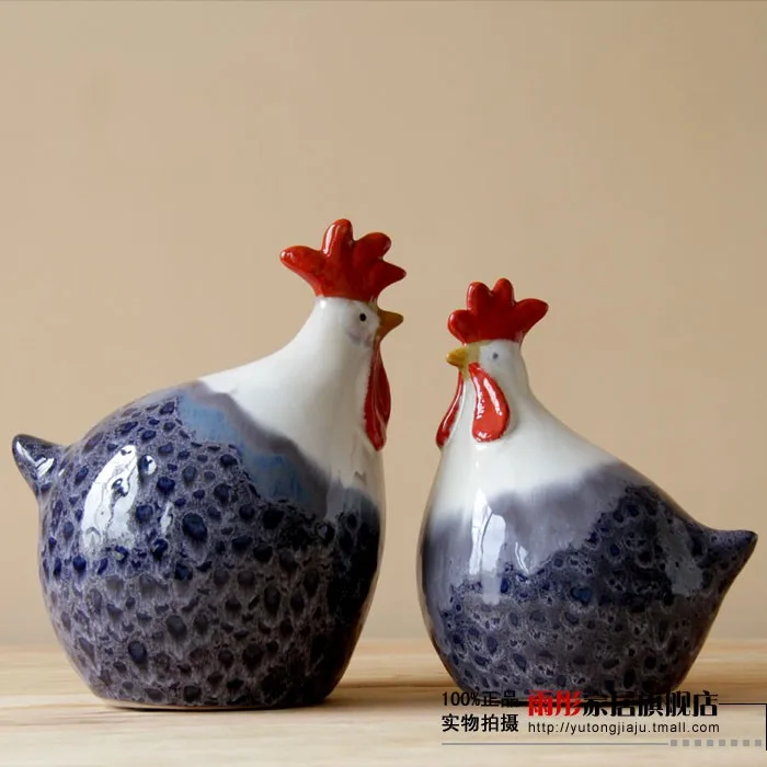 Handmade Large Ceramic Chicken Figurines Home Decor Ceramic Cock