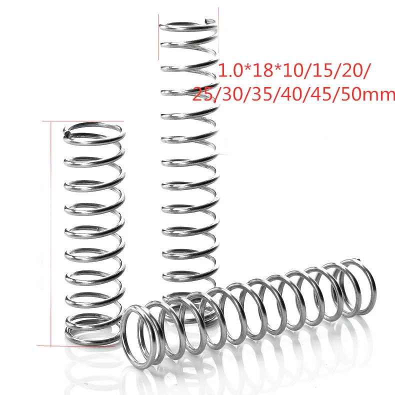 Стальная пружина 10 шт. 304 пружина давления короткая Пружина сжатия проволока диаметр 1,0* Внешний диаметр 18* длина 10-50