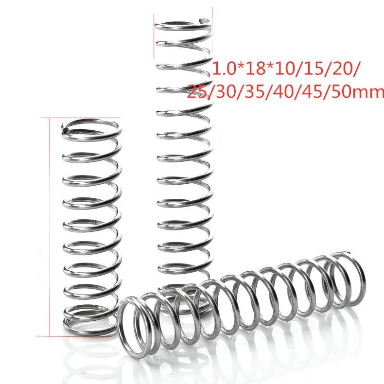 

steel spring 10pcs 304 pressure spring short compression spring Wire diameter 1.0* outside diameter 18* length 10-50