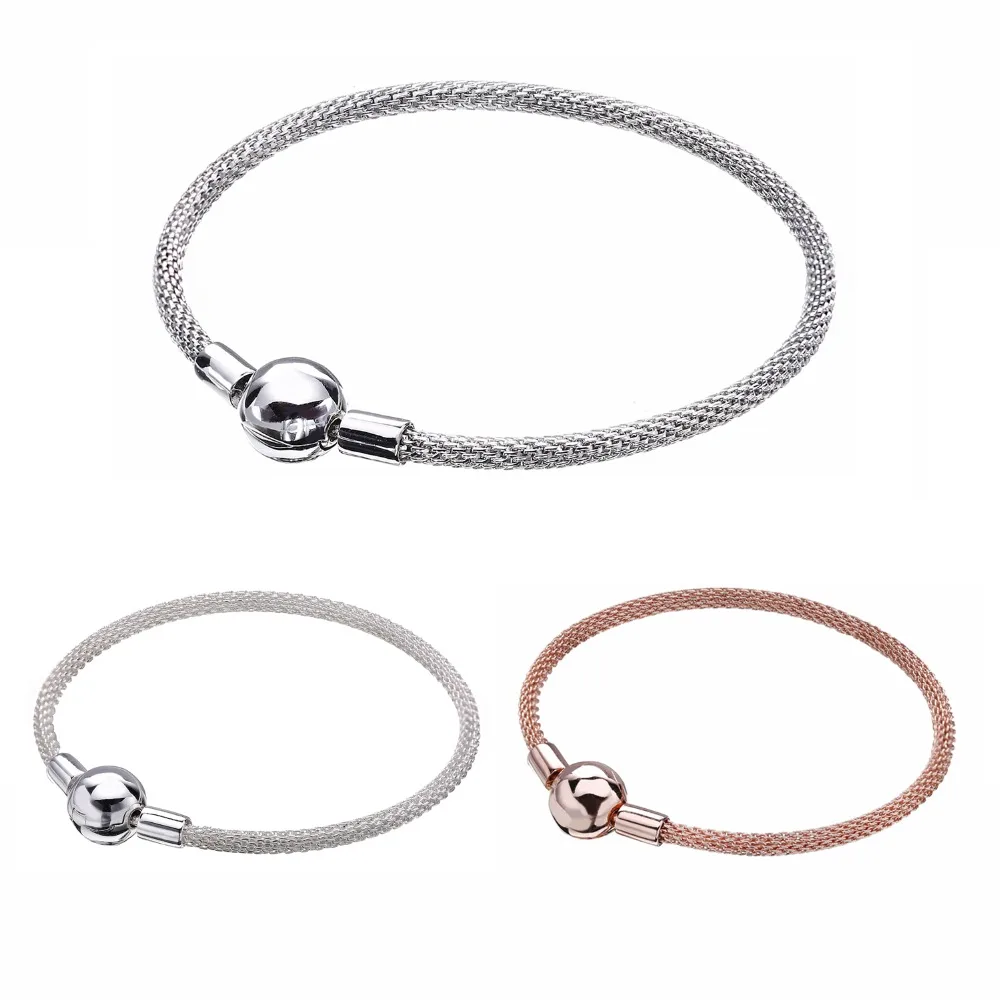 

Slovecabin Original 925 Sterling Silver Charms Mesh Bracelets & Bangles For Women Valentine's Day Gift Luxury Silver 925 Jewelry
