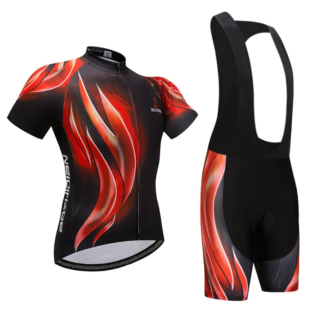 Men's Cycling Clothing Bibs Set Maillot Ciclismo Cycling Jersey & Mountain Bike Bib Shorts Kit