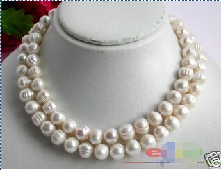 

FREE SHIPPING2ROW 12MM WHITE ROUND FRESHWATER CULTURED PEARL NECKLAC
