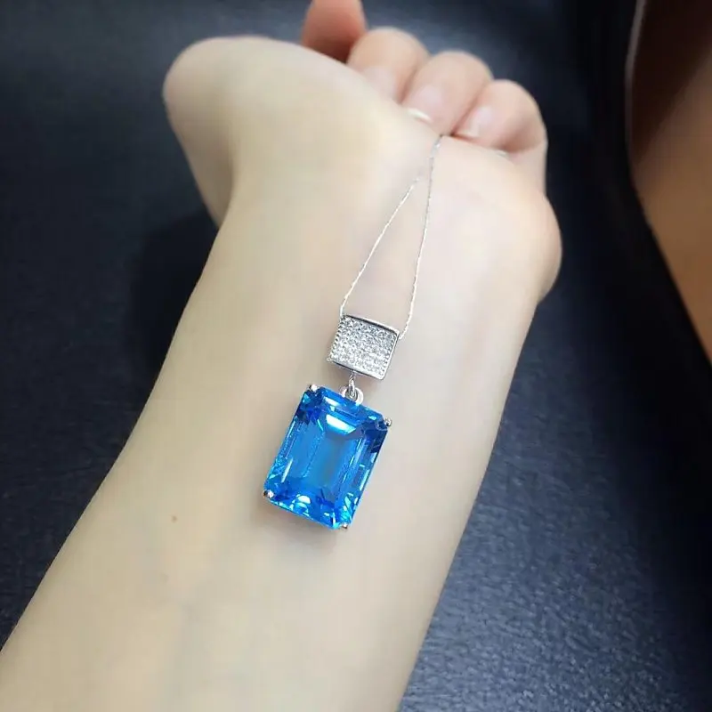 

2017 Qi Xuan_Blue Stone Simple Elegant Pendant Necklace_Real Blue Stone Necklace_Quality Guaranteed_Manufacturer Directly Sale