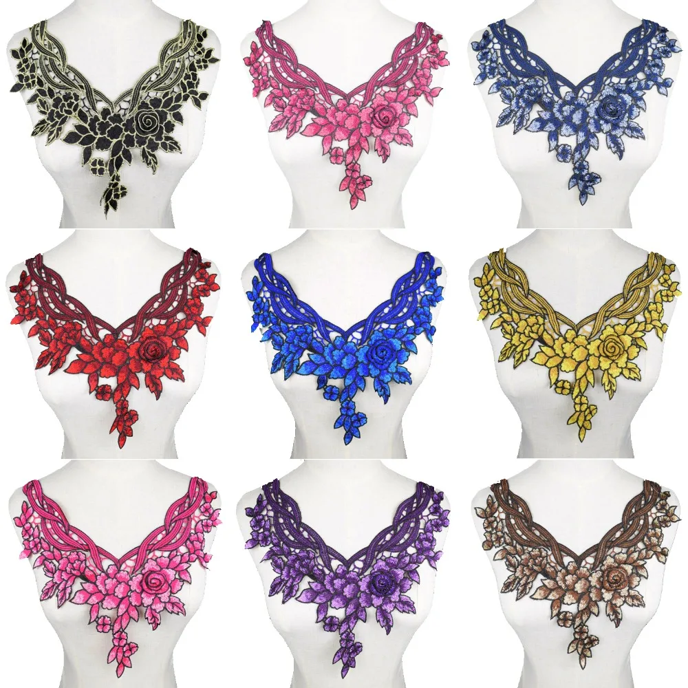Colorful Embroidered Fabric Flower Venise Lace Sewing Applique Lace