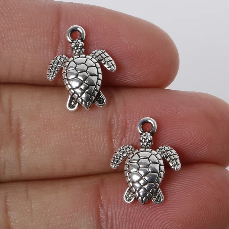 

12pcs 12x16mm Zinc Alloy Antique Silver Tortoise DIY Charms Pendants