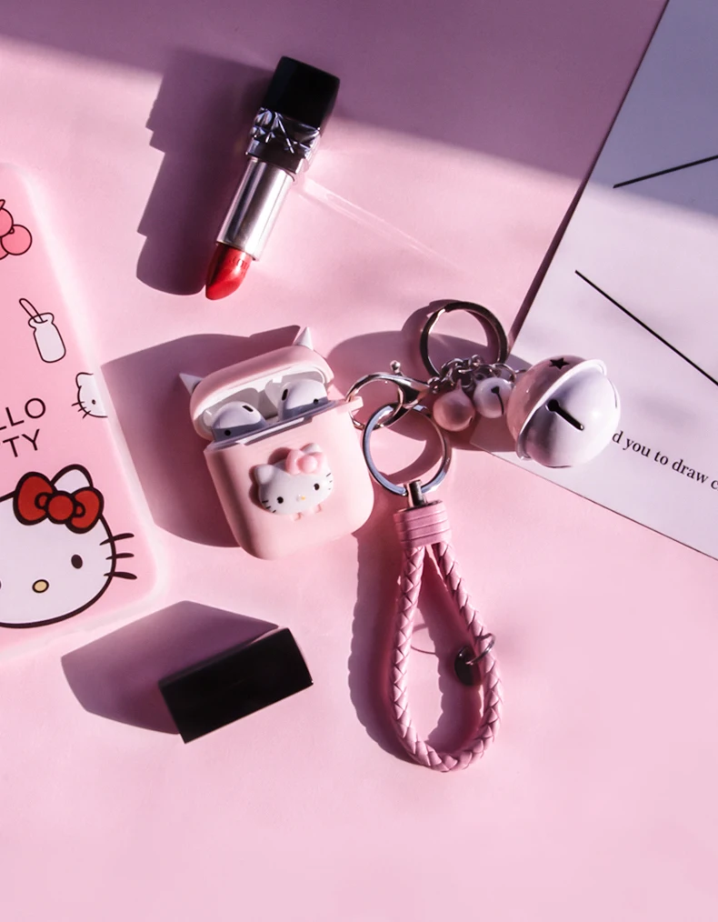 Мультяшный силиконовый чехол hello kitty для Apple Airpods, bluetooth-наушники, аксессуары Airpod, защитный чехол