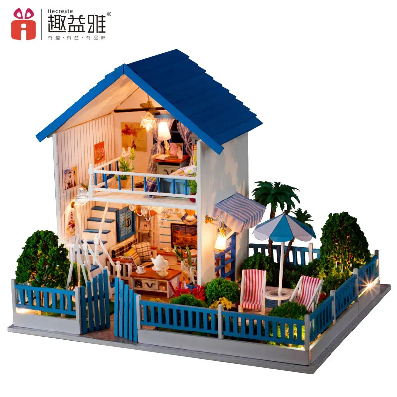 

iiE CREATE DIY Miniature Doll House Puzzle Building Blocks Creative Wooden Furniture Doll Assemble Kits Gift Toys Star Houses