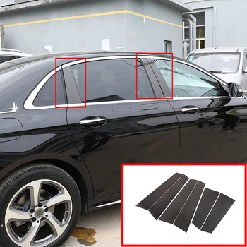 

For Mercedes Benz E Class W213 E200 E300L 2016-2019 AMG Accessories 6 Pcs Real Carbon Fiber Window Moulding Trim Decoration