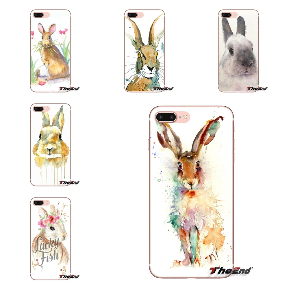 Rabbit - of watercolor painting TPU Transparent Covers For Samsung Galaxy S3 S4 S5 Mini S6 S7 Edge S8 S9 S10 Plus Note 3 4 5 8 9 |