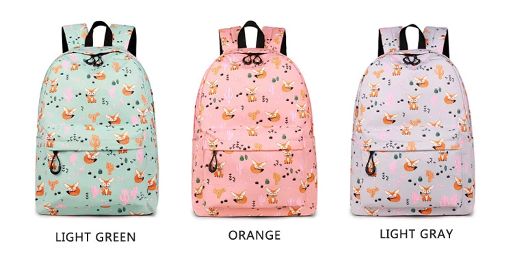 WINNER Fox Pattern Printing Backpack Female Travel Daily Laptop Student School Backpack Water  Repellent For Teenagers Mochila 2018 (6)