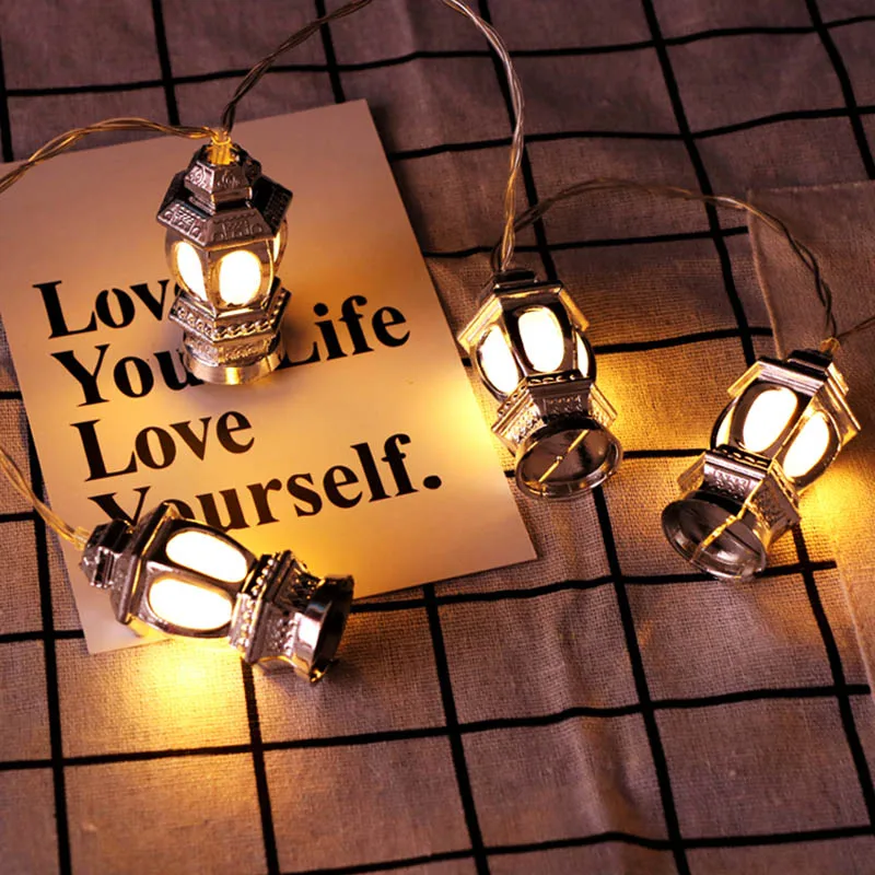 

Gold/Silver LED Lantern Pendant String Lights Waterproof Light for Muslim Ramadan Decor for DIY Home Party Window Decoration