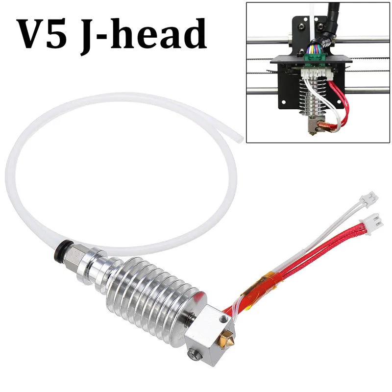 

3D Printer Extrusion Print Head Extruder 12V 40W Updated Straight-type V5 J-head Hotend with Cable Tube For I3 Mega 3D Printer