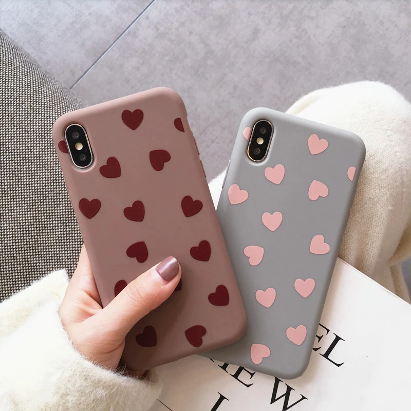 Чехол GlamPhoneCase Cute Love Heart Phone Чехол для iPhone 7 6 Plus XS Max, простые Чехлы для iPhone X XR 8 7 6 S Plus, мягкий чехол из ТПУ