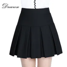 Dreawse Весенняя юбка с высокой талией Женская плиссированная юбка в студенческом стиле плюс размер однотонный тонкий пуловер Femme Mini Jupe MZ2897