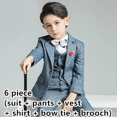 Комплект из 4 предметов: жилет+ штаны+ рубашка+ галстук-бабочка, костюм для мальчиков, однобортный костюм для мальчиков на свадьбу, Enfant Garcon Mariage - Цвет: Многоцветный