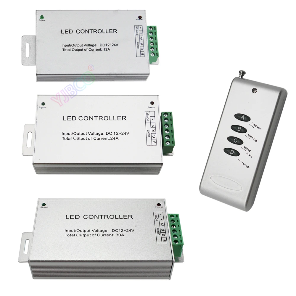 Оптовая продажа DC12 ~ 24V Led контроллер 12A 24A 30A 4 ключа RGB управления Лер RF