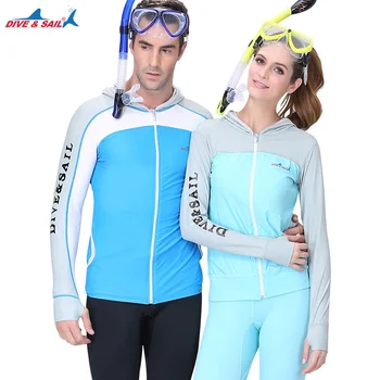 

Women men Elastic Cardigan Rashguard surf zipper Shirts Jacket Lovers Style Swim Rash Guards UV Water sports Wetsuit Have hat