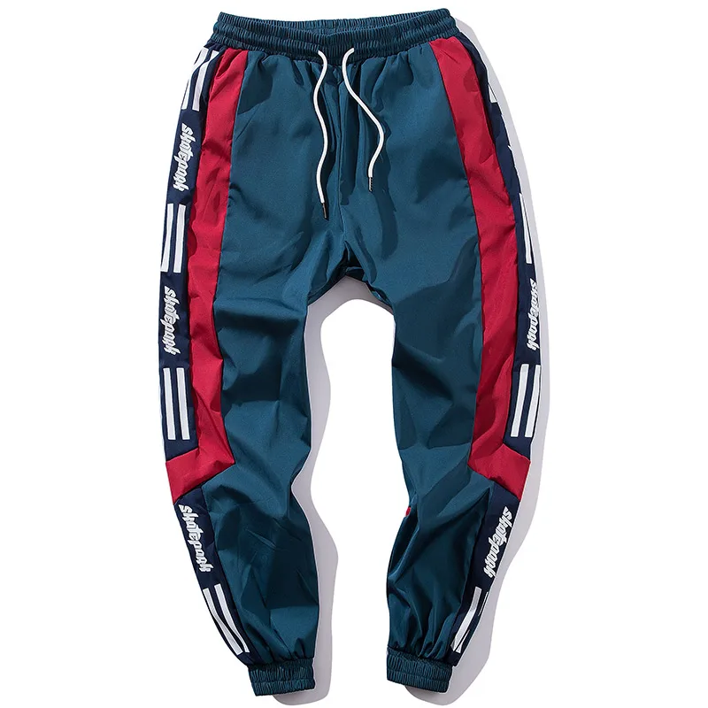 Aolamegs Sweatpants خليط إلكتروني السراويل الترنك الرجال قلم رصاص الورك هوب مرونة الخصر الأزياء عالية ستيت فضفاض ركض الشارع الشهير