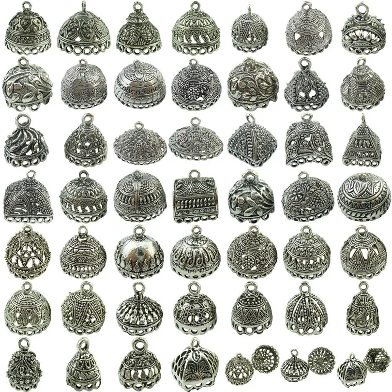 

No.1-No.19 2pcs Retro Silver Filigree Pendant Tassel Cap End fashion Jewelry Findings Crafts Making
