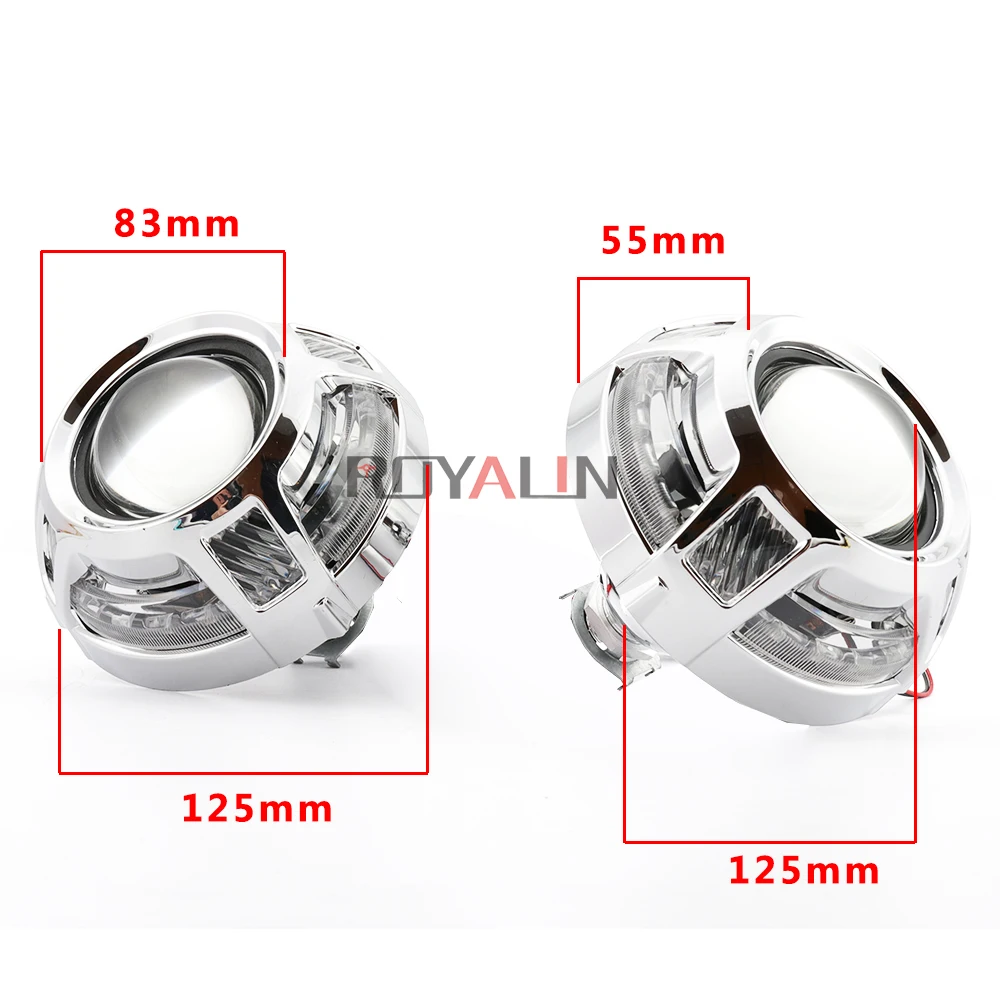 ROYALIN Bi Xenon H1 объектив полностью металлический LED Ангельские Глазки фары проектор H4