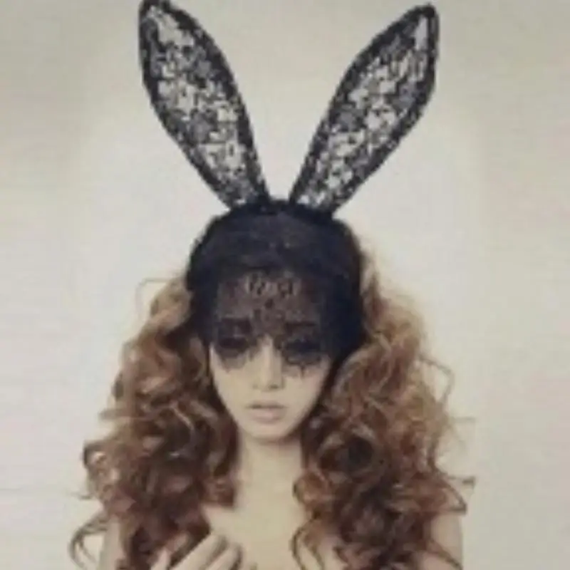 Женские вечерние аксессуары для волос, уши кролика, вуаль, черная маска для глаз, металлические кружевные маскарадные маски