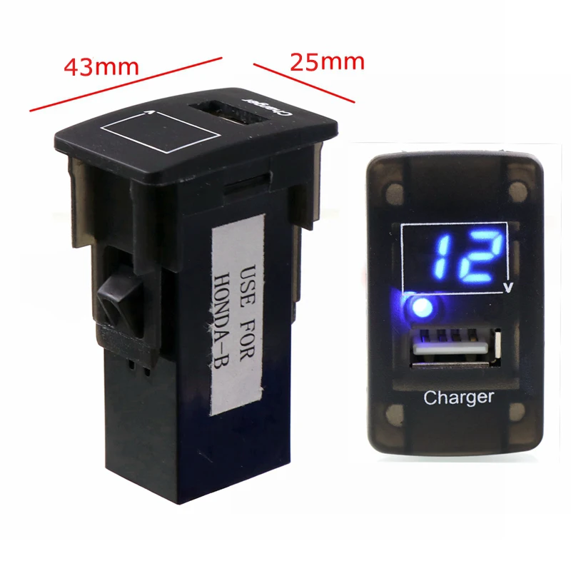 Для Honda USB Интерфейс гнездо автомобильного Зарядное устройство 5 V 2.1a светодио дный легкий адаптер разъем приборной панели