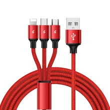 3 в 1 8Pin usb type C Micro USB кабель для iPhone 8X7 6 6S Plus samsung Nokia USB быстрая зарядка кабели Нейлоновый Шнур Универсальный