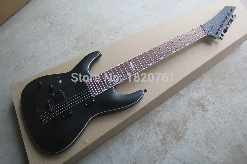 

Free shipping Top quality one-piece set neck 7 Strings ESP Left Handed Esp LTD MH-417 black Electric Guitar 150501