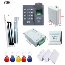 Отпечатков пальцев RFID система контроля доступа комплект деревянная дверь комплект+ Электрический магнитный замок+ ID карты Keytab+ блок питания+ кнопка+ дверной Звонок