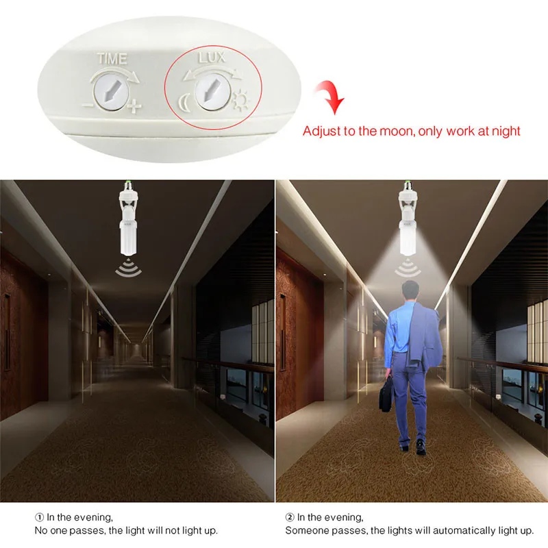 High Sensitivity PIR Human Body Motion Sensor LED Lamp With Control Switch Bulb Socket Suitable for E27 screw socket light bulbs