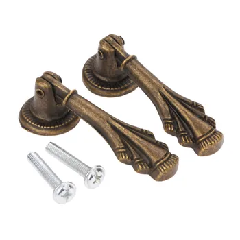 2Pcs 19x60mm Antique Furniture Wood Box Handle Drawer Cabinet Handle and Knob Kitchen Wardrobe Door Pull Handle Knobs Zinc Alloy