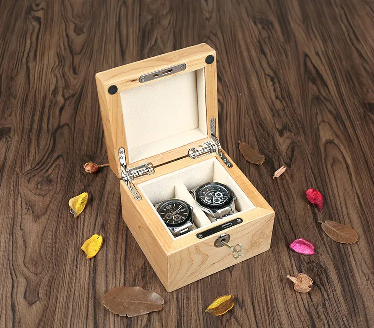 

YA 2 Slots Wooden Watch Box With Lock Red Mens Watch Storage Boxes Brand Watch Gift Case Display Box For Luxury Watch A028
