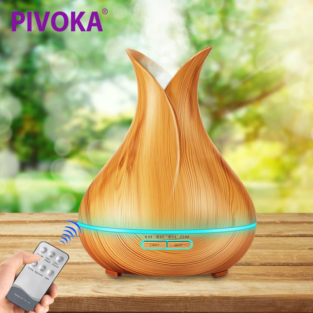 

PIVOKA 400ml Air Humidifier Aromatic Essential Oil Diffuser Aromatherapy Ultrasonic Quiet Timing Cold Fog Remote Control