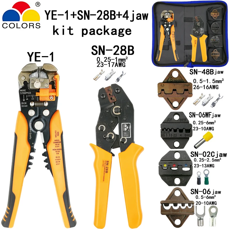 

SN-28B crimping wire stripper pliers kit for TAB 2.8 4.8/C3 XH2.54 2510/tube/non insuated terminals 190mm electric clamp tools