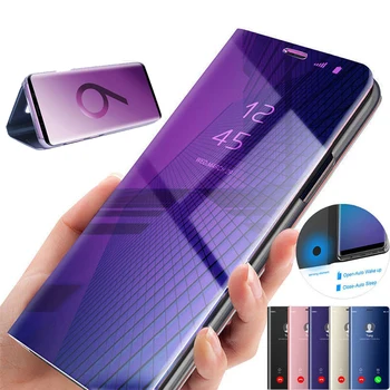 

50pcs Smart Mirror Flip Case For Samsung Galaxy S20 Ultra S10 E Note 10 Plus A01 A11 A21 A41 A51 A71 A81 A91 With Stand Cover