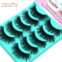 YOKPN новые толстые крест накладные ресницы 1 коробка 5 пар высокое качество натуральный макияж инструмент натуральное волокно Поддельные ресницы
