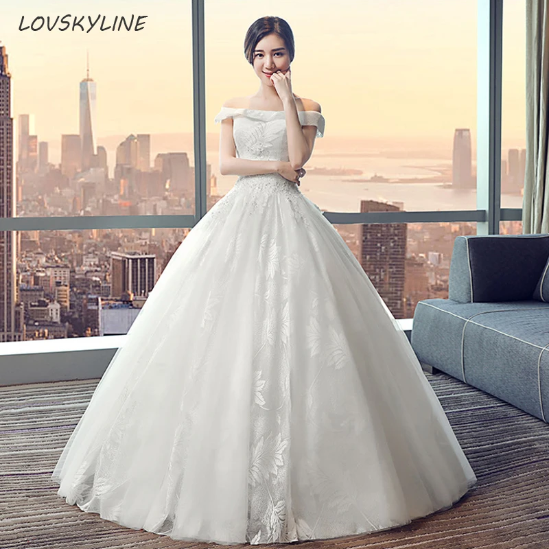 

Elegant Lace Princess Wedding Dress 2018 Leaves Embroidery Design Fashion Bride Wedding dresses Vestido De Noiva Plus Sizes