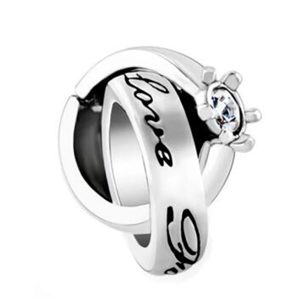 

slide charm Free shipping Mother's Day luxury brand love Ring in charm beads fit Pandora bracelet Christmas Valentine's heart