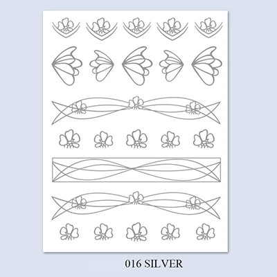 3D Nail Art Sticker Gold Silver Circle Nail Stickers Hollow Geometry Line Adhesive Slider Sticker Star Moon Decals Z0158 - Цвет: 16silver