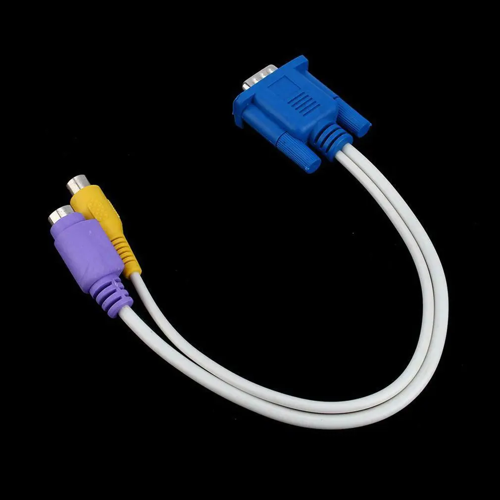 

1pc 15Pin PC VGA SVGA TO S-Video RCA Composite AV TV Out Converter Adapter Cable