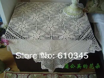 

Free Shipping Hot selling 100% cotton hand knitting Crochet tablecloth 85x85cm Table cover table cloth Small size